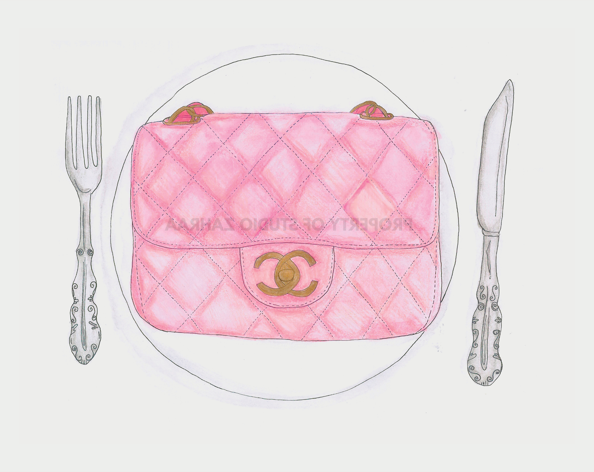 girl dinner art print